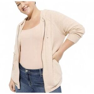 Torrid Waffle Knit Raglan Zip Up Hoodie Size 3 Or 3X Light Heather Coral